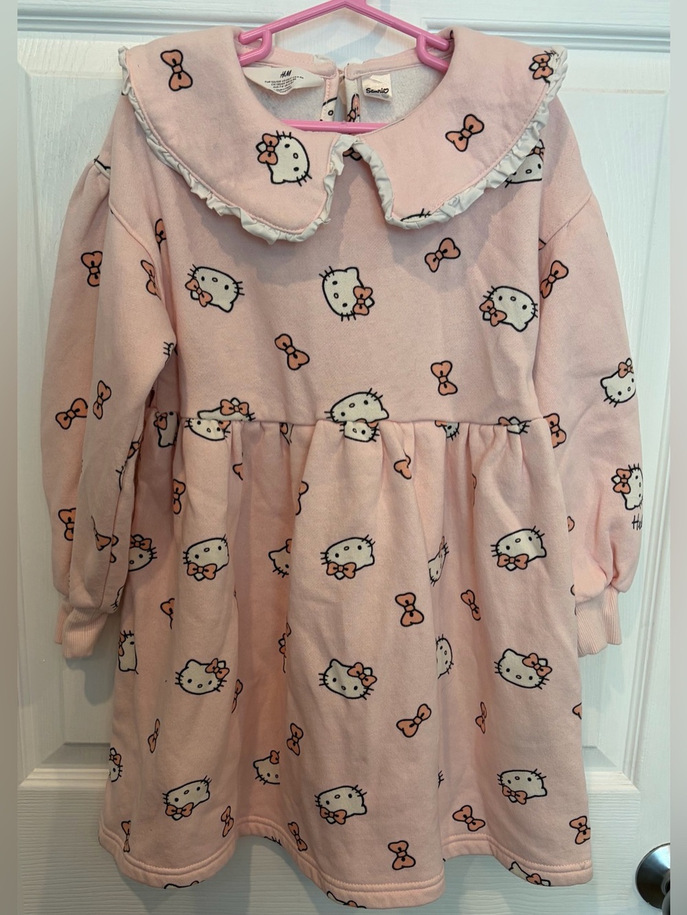 Hello Kitty Pink H&M Long Sleeve Dress, Girls Size 6x/7